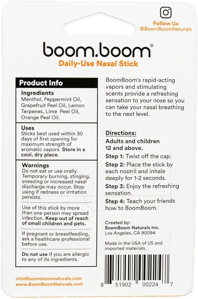 BoomBoom Nasal Stick | Vapor Flow Technology | Cool Refreshing Sensation |