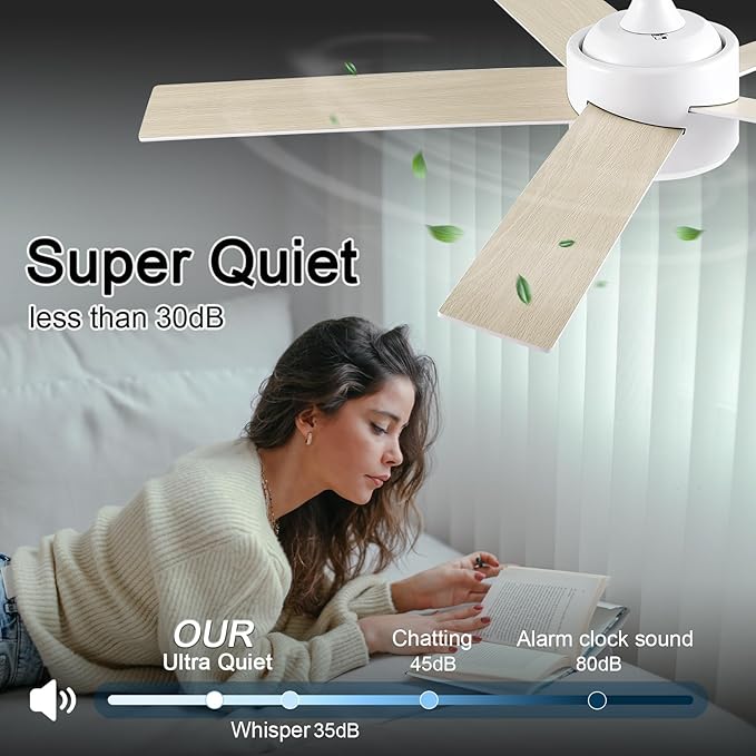 POCHFAN 52 inch White Ceiling Fans