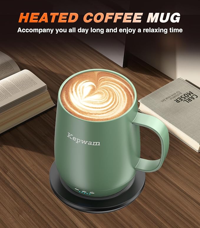Kepwam Self Heating Coffee Mug T2, 16oz Smart Heated Coffee Mug, 150 Min