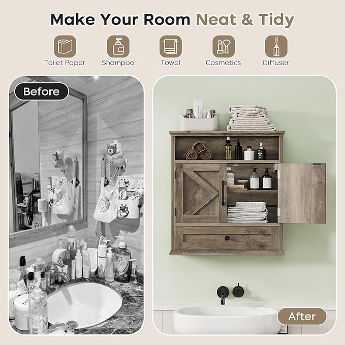 Bathroom Wall Cabinet, Wall Mounted Medicine Cabinet