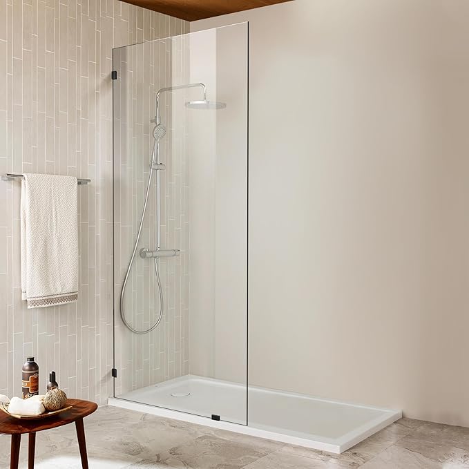 Bathroom Shower Door 34" W x 78.75" H, Frameless Fixed 3/8" Thick Clear