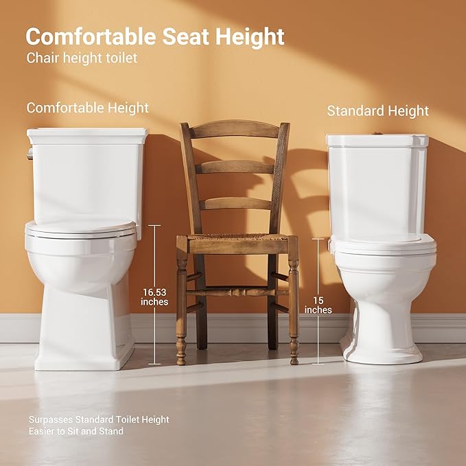 One-Piece Toilet with Classic Design, ADA Height, 1.28 GPF, Durable Ceramic