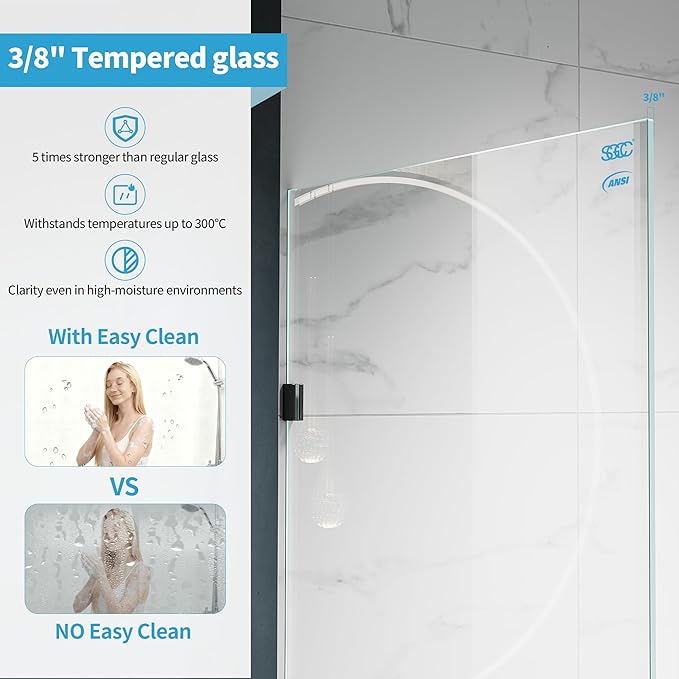 Shower Glass Panel, 28.5" W x 78.75" H Fixed Shower Screen Panel