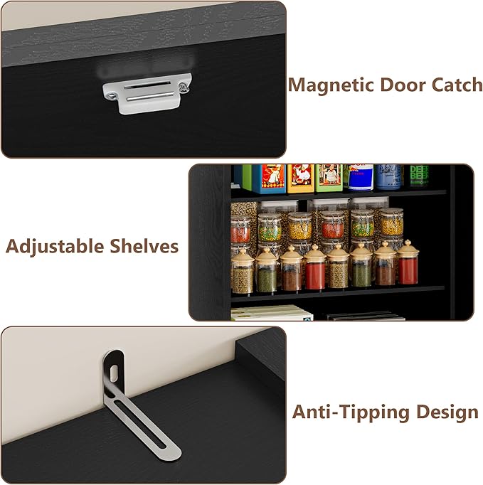 Pantry Organizers and Storage Cabinet, 70” Barn Door White Kitchen Cabinet