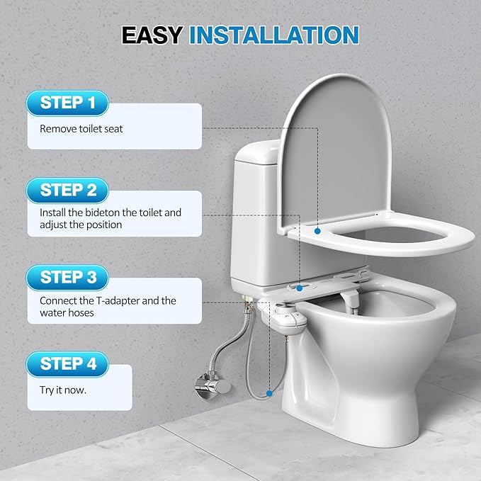Non-Electric Bidet Attachment for Toilet, Ultra Slim Self-Cleaning Retractable