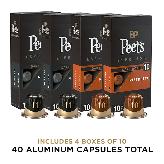 Peet's Coffee, Dark Roast Espresso Capsules Variety Pack, Compatible