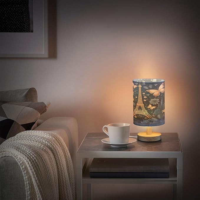 Butterflies Eiffel Tower LED Table Lamp for Bedroom Bedside Lamp with USB Charging Ports Decor Nightstand for Living Room Reading Dorm Desk Home Office