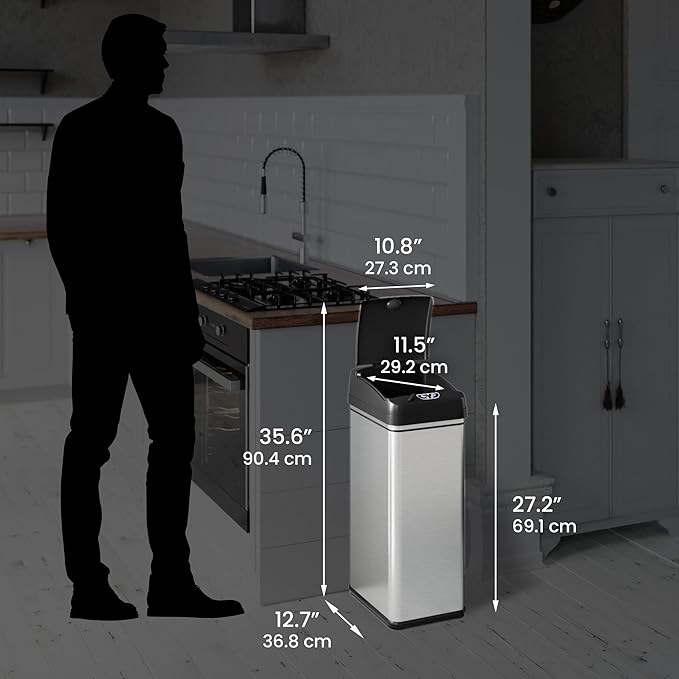 iTouchless 50 Liter / 13 Gallon Sensor 2.0 Dog-Proof Kitchen Trash Can