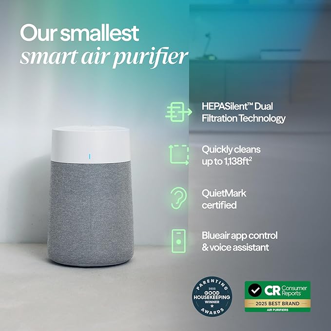 BLUEAIR Air Purifier for Small Room, Cleans 926 sqft in one hour, HEPASilent