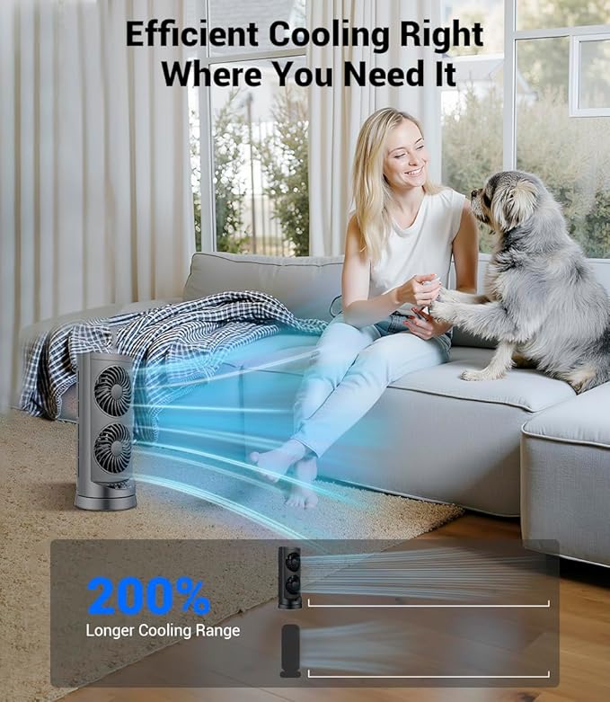 Personal Tower Fan for Bedroom, Portable Desk Table Fan,3 Speeds Cooling