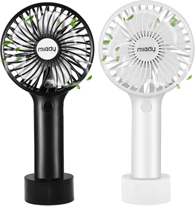 Miady 2-Pack Upgraded 5000mAh Portable Handheld Fan 3 Speed Mini USB Strong