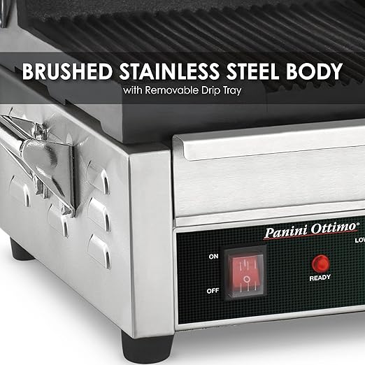 Waring Commercial WPG300 Panini Otimo Dual Ribbed Panini Grill, 6-20 Phase Plug