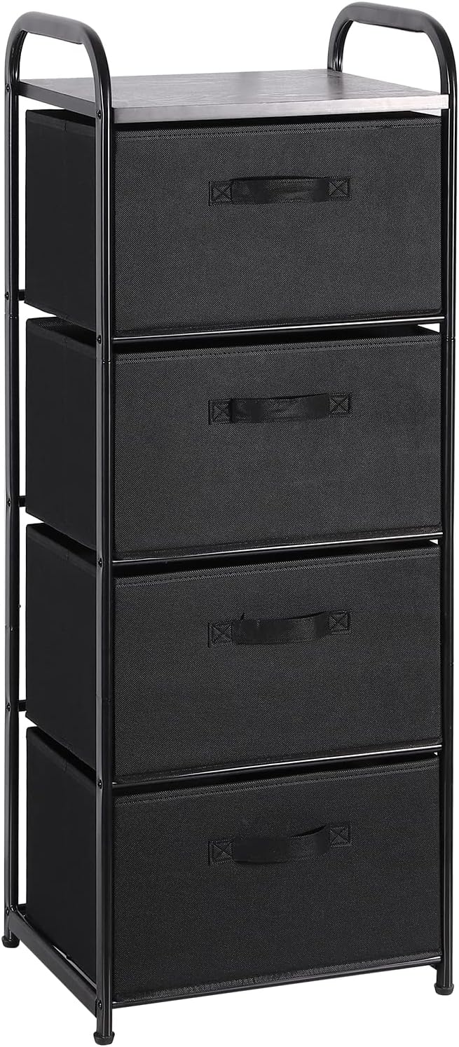 MAX Houser 4 Drawer Fabric Dresser Tall Storage Tower, Dresser Chest