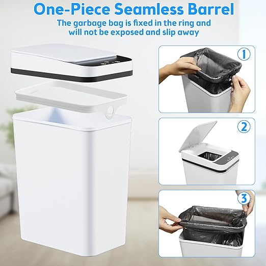 KOEYLE 2 Pack 2.2 Gallon Automatic Touchless Garbage Can, Small Motion Sensor