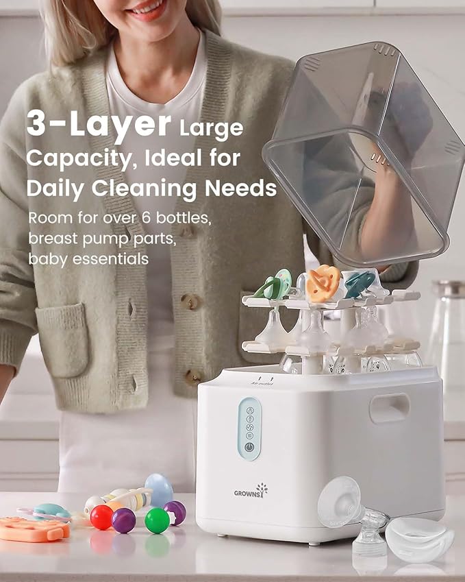 Grownsy 3 Layers Large Capacity Bottle Sterilizer and Dryer, 45% Faster
