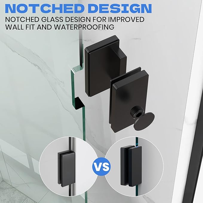 35" W x 78.75" H Shower Screen, Fixed Frameless Shower Glass Panel