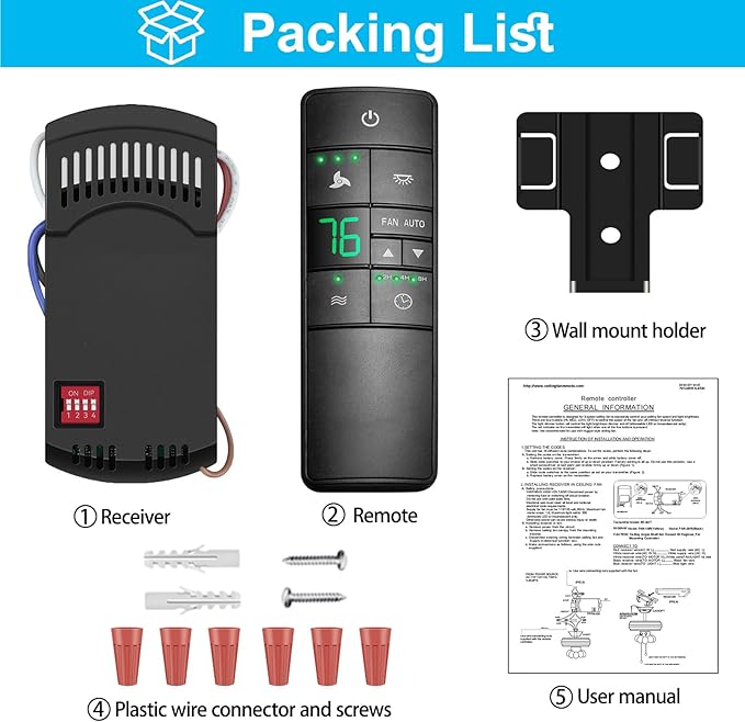 3-Speed Universal Ceiling Fan Remote Control Kit