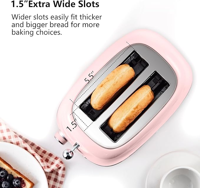 Roter Mond 2 Slice Toaster Retro Stainless Steel