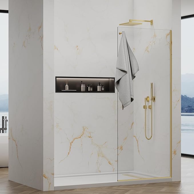 Shower Screen, 3/8" Tempered Glass, Shower Wall Panels, Fix Shower Glass Screen