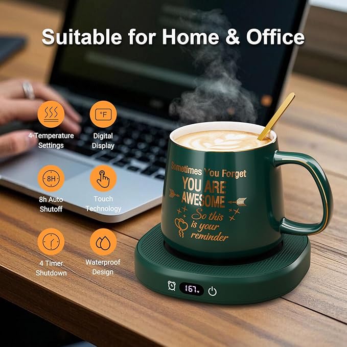 Coffee Mug Warmer & You are Awesome Mug Set, Electric Cup Warmer