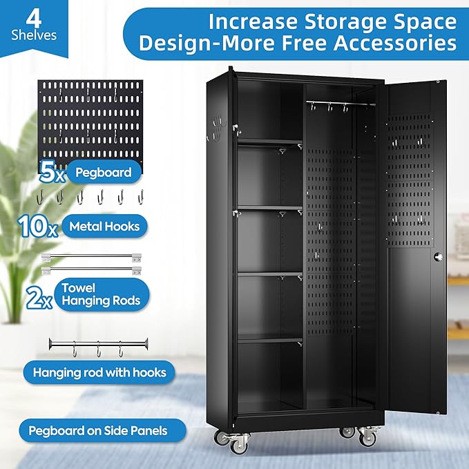 SUXXAN Broom Closet Storage Cabinet