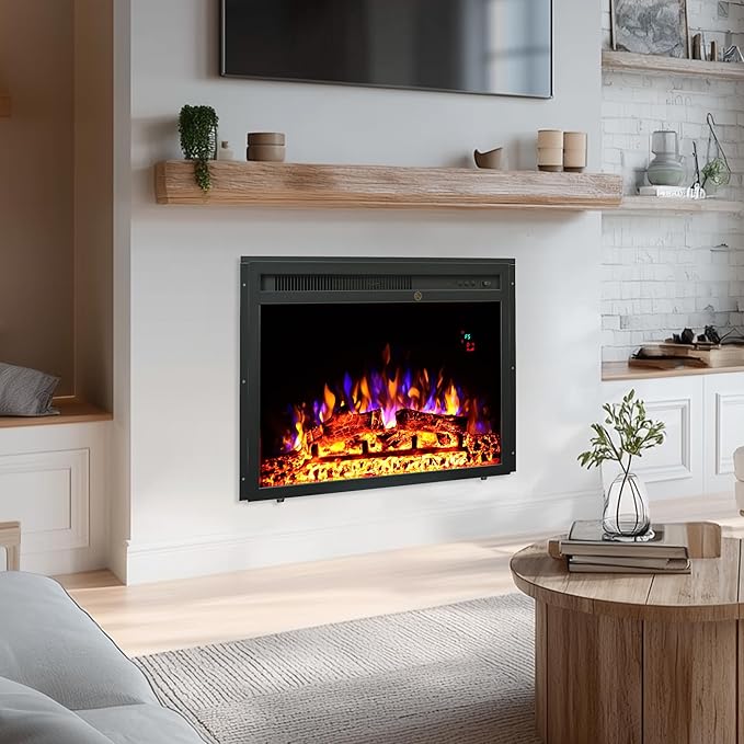 23.6 Inch Electric Fireplace Insert, Recessed Electric Fireplace Heater