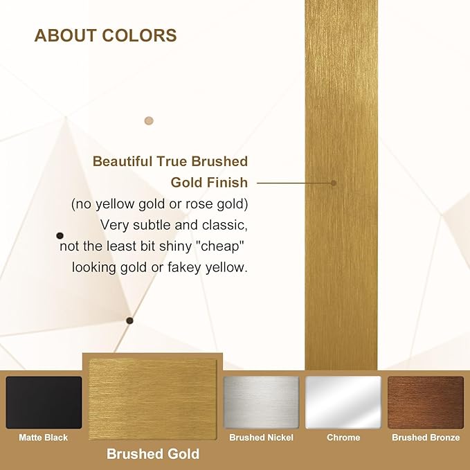 ANDY STAR 30"x48" Brass Gold Bathroom Mirror, Large Wall Mirror