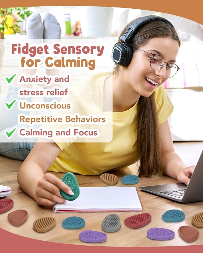 Fidget Toys Adults Sensory Stone: 24 Pack Texture Worry Stone