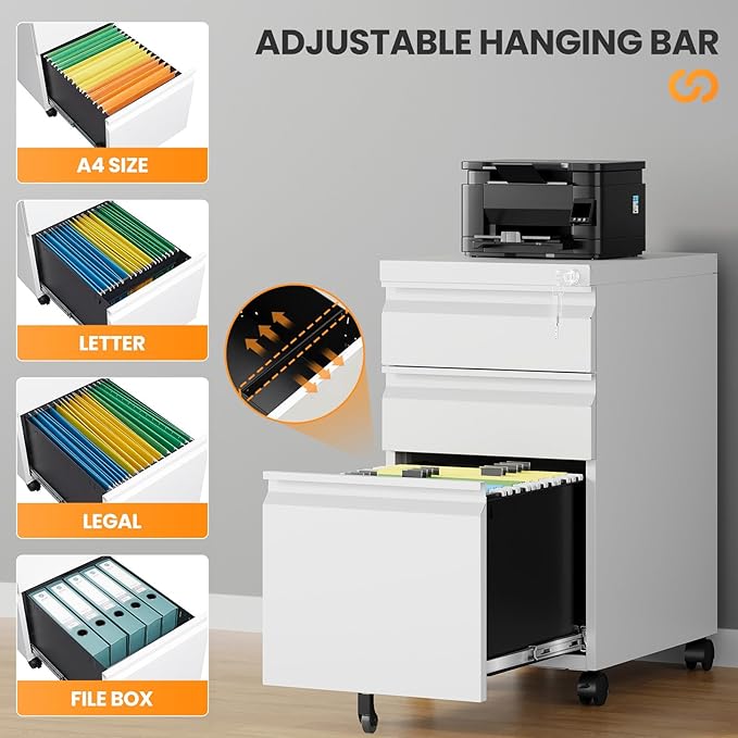 3 Drawer Mobile File Cabinet