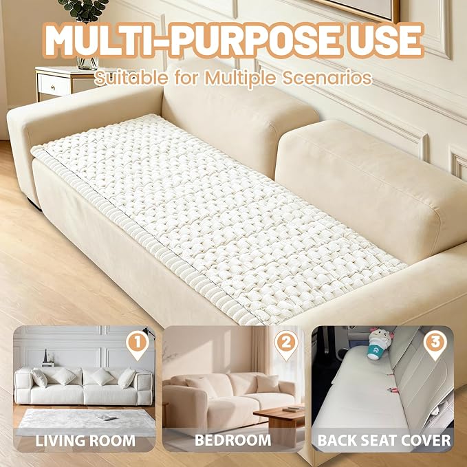 Waterproof Couch Cover for Dogs Washable,Nonslip Fuzzy Durable Pet Friendly | Soft Slipcovers for 3 Cushion Sofa Cover,Plush Thick Protector Fits Mat Bed Leather & Fabric Couches (Beige 27.6"x59.06")