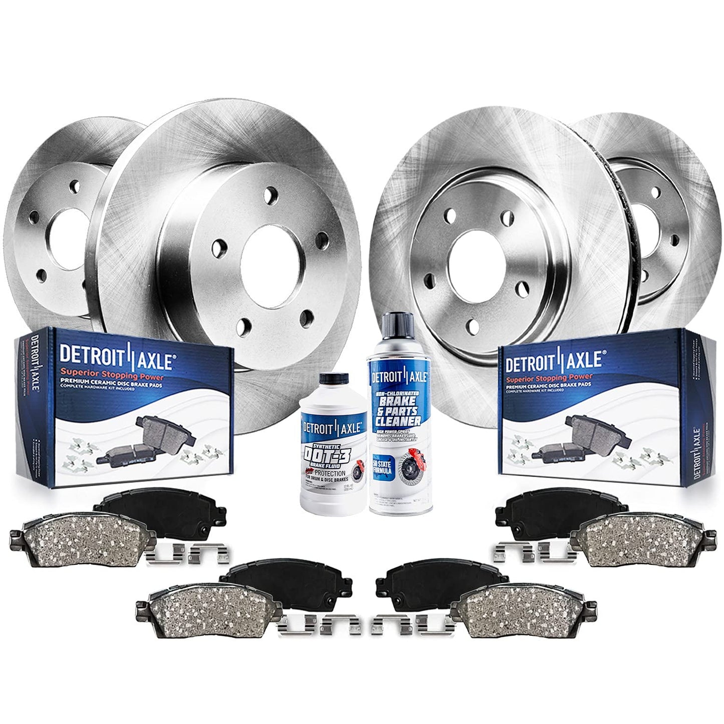 Detroit Axle - 2WD Brake Kit for 1998-2001 Audi A6, 2000-2003 Volkswagen Passat, Disc Brake Rotors Ceramic Brakes Pads Replaceme