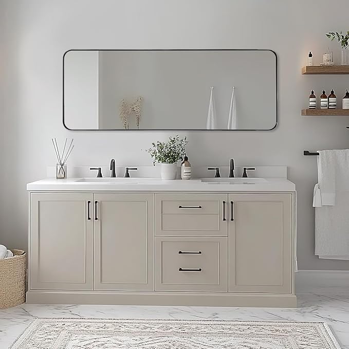 ANDY STAR 18" x 48" Full Length Wall Mirror, Large Polished Chrome Mirror
