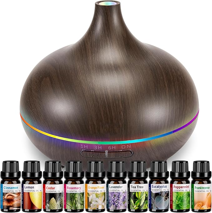 Aromatherapy Essential Oil Diffuser Set - 550ML Ultrasonic Humidifier