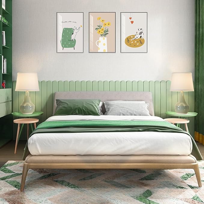 GyroVu Table Lamp Set of 2, 18.63” Ceramic Table Lamp Classic Beside Lamps Nightstand Lamp Modern Lamp for Living Room, Bedroom & Office Rocker Swtich Sage Green-LED Bulbs Included
