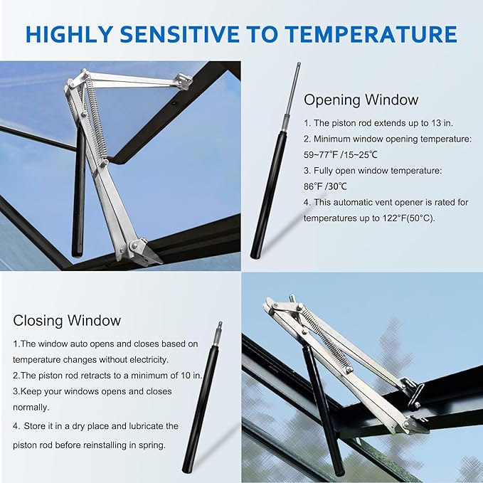 2 Pack Greenhouse Automatic Window Opener Kit
