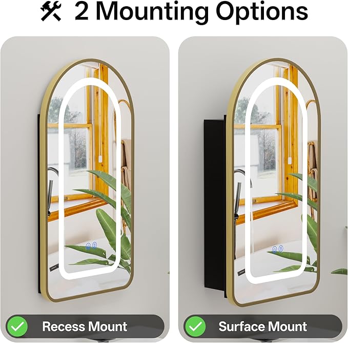 LED Arched Bathroom Medicine Cabinet