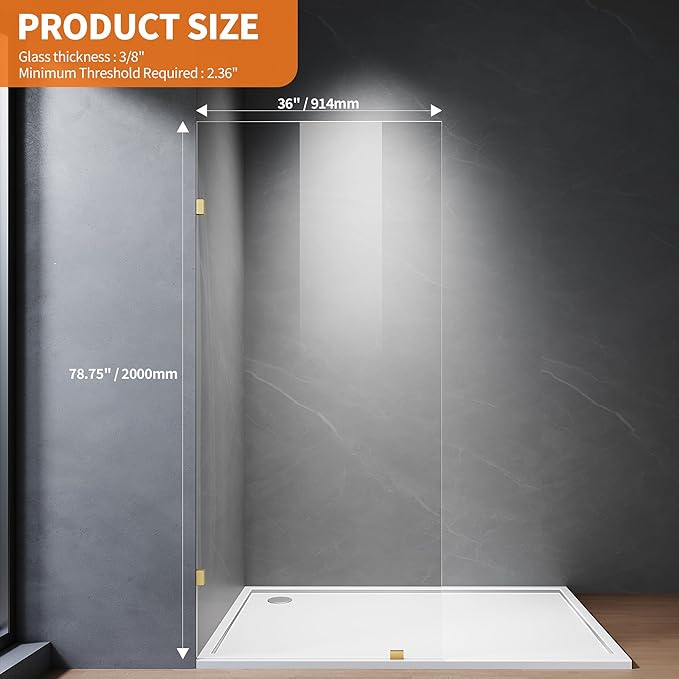 Shower Glass Panel, Frameless Walk in Shower Door