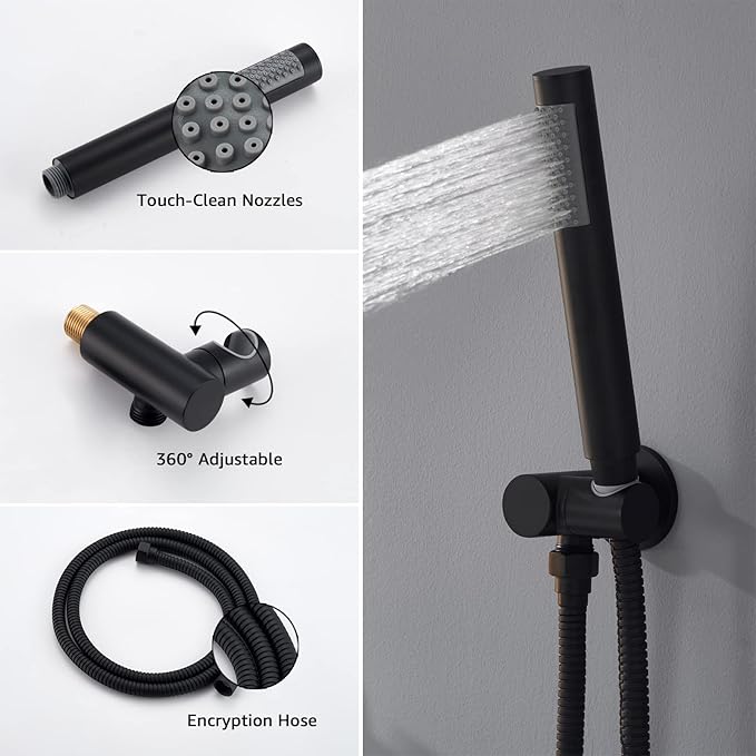 Iriber Matte black Shower System Wall Mounted Shower Faucet Mixer Set