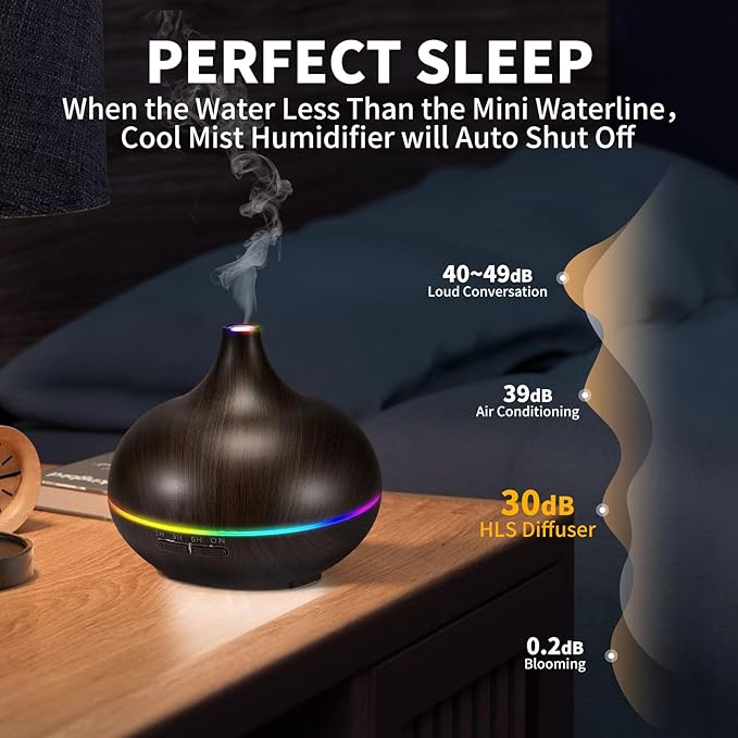 Aromatherapy Essential Oil Diffuser Set - 550ML Ultrasonic Humidifier