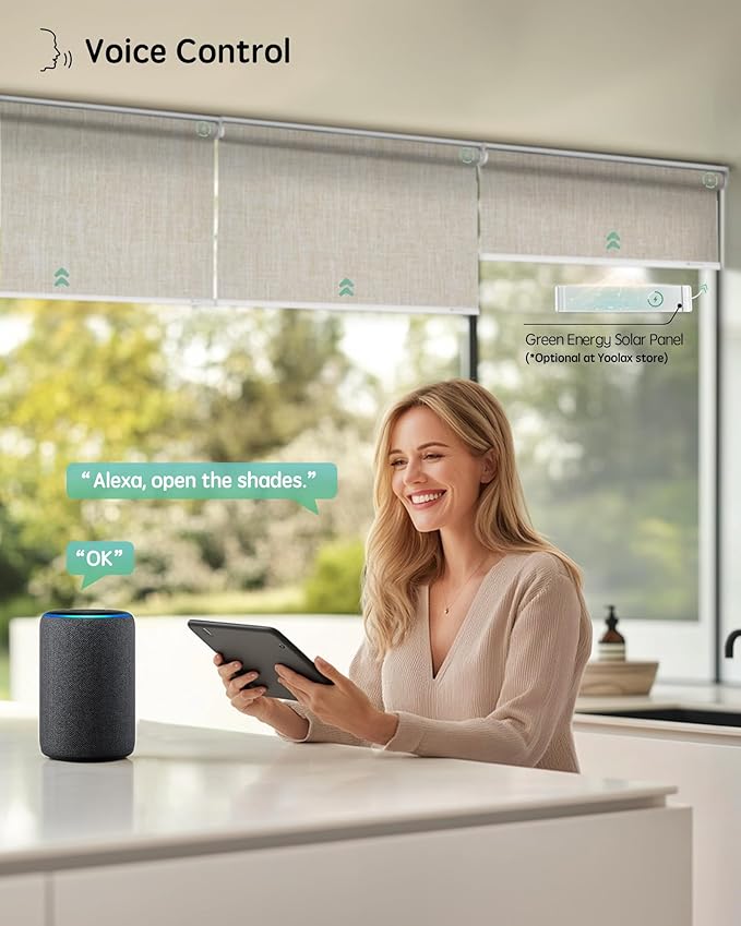 Yoolax Motorized Blinds with Remote, Automatic Window Shades Compatible with