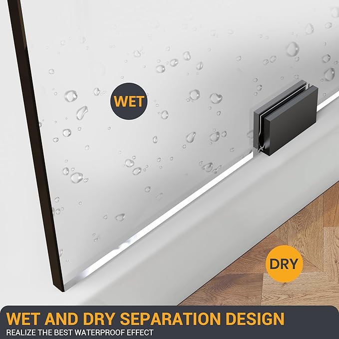 Shower Glass Panel 21" W×78.75" H, 3/8" Thick Clear Tempered Glass Panel