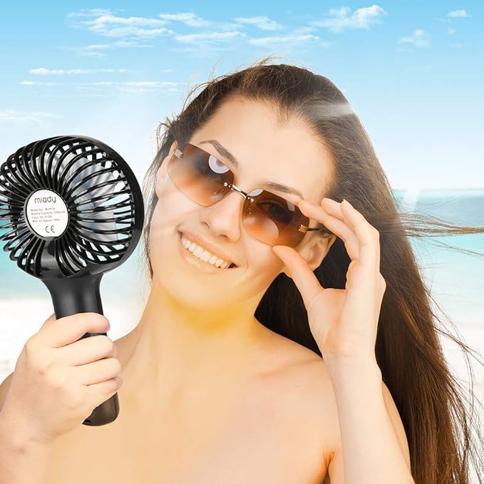 Miady 2-Pack Upgraded 5000mAh Portable Handheld Fan 3 Speed Mini USB Strong