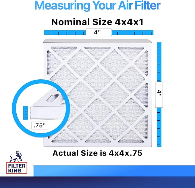 Filter King 4x4x1 Air Filter | 4-PACK | MERV 8 HVAC Pleated A/C Furnace Filters