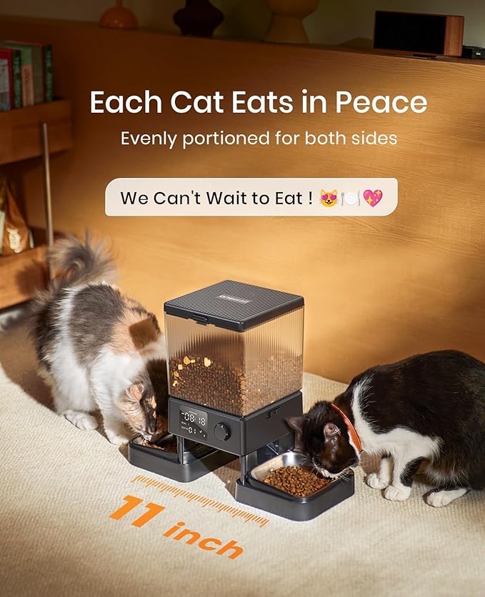 oneisall Automatic Cat Feeder for 2 Cats, 20 Cups/5L Automatic Cat Food