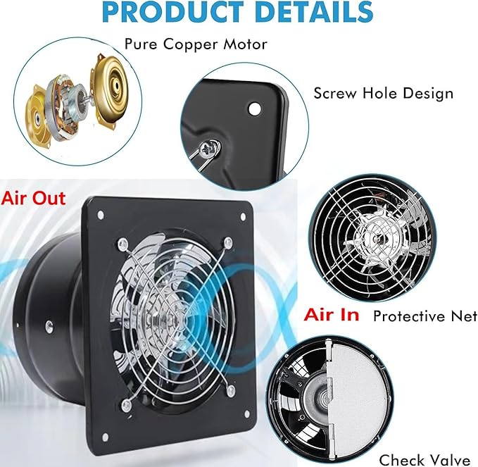 Aydomer Exhaust Fan 40W Through-wall installation Ventilation Fans 110V Exhaust