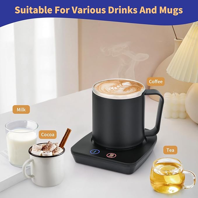 VOBAGA Coffee Mug Warmer with 15oz Mug Set, Electric Coffee Cup Warmer with