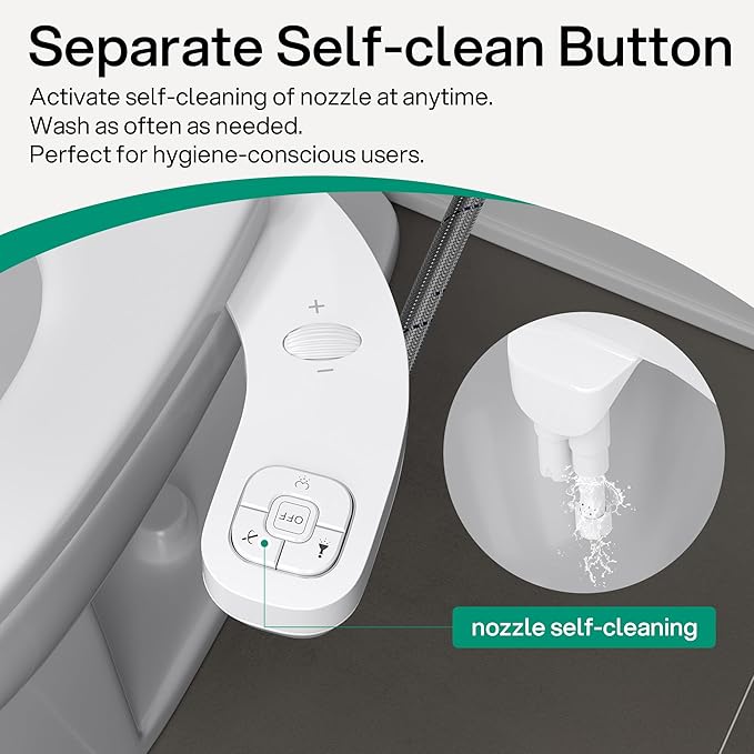 hansrapo Left-Hand Bidet Attachment– Non-Electric Dual Nozzle