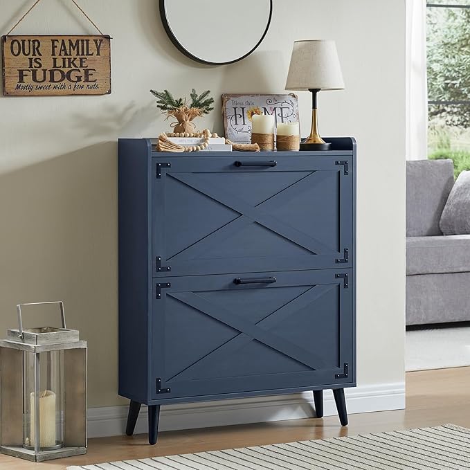 Shoe Storage Cabinet, Farmhouse Shoe Organizer