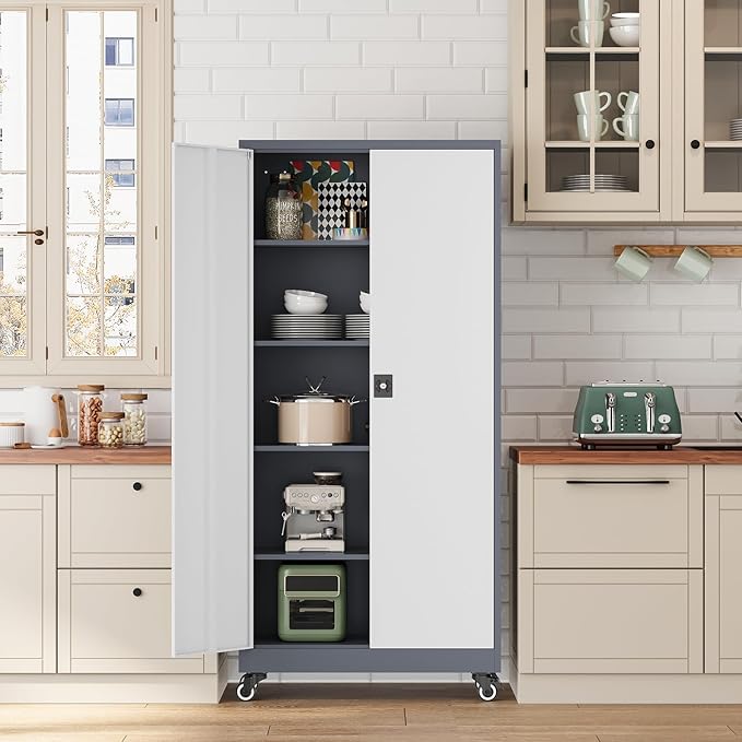 Metal Rolling Storage Cabinet-74.6” Tall Steel File Cabinets