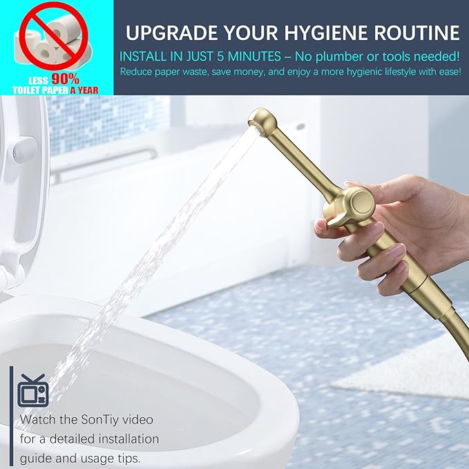 SonTiy Handheld Bidet Toilet Sprayer, Brass Cloth Diaper Sprayer Hand Held